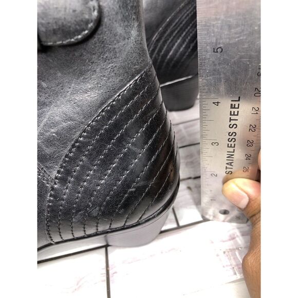 Dansko Black Leather Ankle Boots Block Heel Zip Heel Booties Women 38EU/7.5M US - Picture 16 of 16